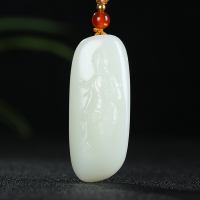 [慈沐众生]新疆和田玉吊坠玉坠白玉观音挂件玉佩项链天然玉石