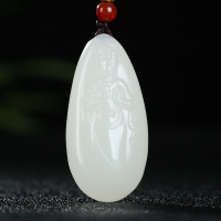 []新疆和田玉观音吊坠男玉坠羊脂白玉挂件玉佩天然玉石