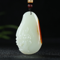 [龙行天下]新疆和田玉吊坠玉坠白玉仿古龙玉石挂件玉佩山流水