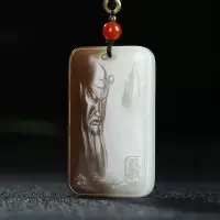 [忠义千秋]新疆和田玉吊坠玉坠且末糖白玉关公牌子挂件天然玉石