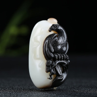 [大展宏图]新疆和田玉吊坠玉坠白玉褐色老鹰玉石挂件玉佩山流水