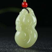 [灵猴纳福]新疆和田玉吊坠玉坠黄口黄玉生肖猴如意挂件天然玉石