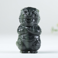 [王者风范]和田玉烟灰白玉生肖虎手把件男士把玩件文玩天然玉石