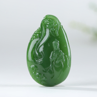 [慈沐众生]俄罗斯老坑碧玉吊坠男玉坠观音挂件玉佩项链天然玉石