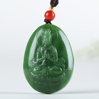 [普渡众生]俄罗斯老坑碧玉吊坠男玉坠观音牌子挂件玉佩天然玉石