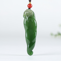 [红红火火]俄罗斯老坑碧玉吊坠玉坠辣椒挂件玉佩玉项链天然玉石