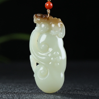[福寿如意]新疆和田玉貔貅吊坠玉坠糖白玉瑞兽如意挂件天然玉石