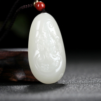 [纳福]新疆和田玉吊坠玉坠白玉瑞兽仿古挂件玉佩天然玉石