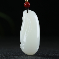 [步步高升]新疆和田玉吊坠玉坠羊脂白玉竹节挂件玉佩天然玉石