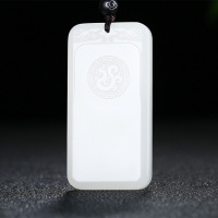 [龙凤呈祥]新疆和田玉生肖龙仿古凤双面雕工吊坠牌挂件天然玉石