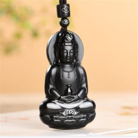 天然和田玉墨玉净瓶观音吊坠大款观世音菩萨玉坠男款玉佩挂件礼品