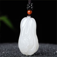 天然和田白玉白菜吊坠男女款羊脂白玉遇百财聚来玉坠挂件礼品批发