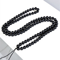 天然和田玉墨玉项链108颗玉石圆珠链子男女款珠链挂绳毛衣链批发