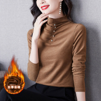 小样传奇  2021半高领加厚保暖韩国混纺磨毛T恤女长袖打底内搭上衣