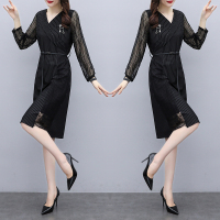 小样传奇 2021早春新款微胖mm西装领连衣裙时尚收腰气质显瘦裙子