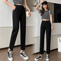 小样传奇2021春新款黑色直筒裤女宽松显瘦烟管西装裤休闲裤子