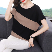 小样传奇2021夏装新款时尚小衫女短袖中年妈妈t恤宽松遮肚蝙蝠衫欧货上衣