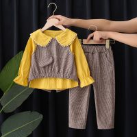 女童秋装三件套2022新款网红洋气儿童春秋季套装宝宝花边领时髦潮