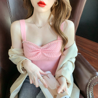 小样传奇2022春夏新款吊带背心纯欲短款钉珠内搭性感美背冰丝针织上衣女潮