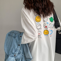 小样传奇2022春秋新款纯棉打底衫女洋气宽松笑脸长袖T恤内搭上衣