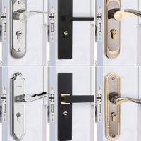 阿斯卡利房门锁家用通用型卧室内门黑色锁具三件套老式门把手旧门换锁