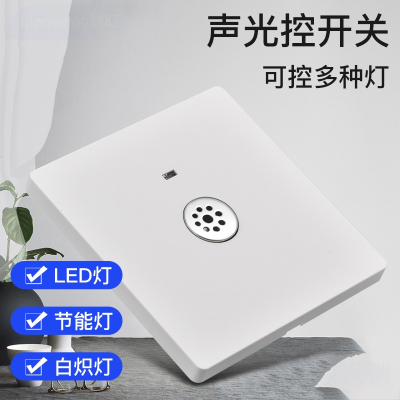 阿斯卡利声控开关86型楼道智能感应延时 灯LED物业声光控开关面板二线