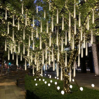 阿斯卡利LED流星雨灯彩灯闪灯新年过年元宵装饰灯假双面挂树灯流星管