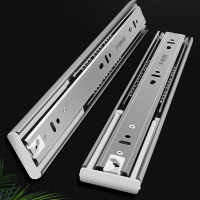 加厚不锈钢抽屉滑轨三节轨家用阻尼缓冲液压轨道橱柜滚珠导轨