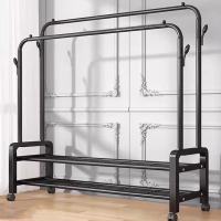 简易晾衣架落地家用挂衣架卧室宿舍衣帽架室内阳台凉晒衣服杆架子