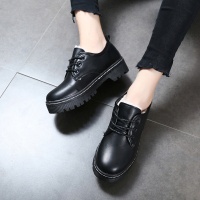 秋冬肯德基工作鞋平底软底防滑防水防油女鞋中餐厅黑皮鞋厨房