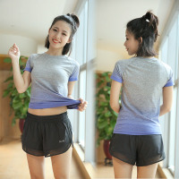 【79元2件】 5色 渐变运动T恤女短袖健身服夏跑步速干上衣宽