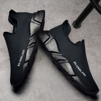 袜子鞋低帮情侣鞋网面运动休闲鞋夏季黑色透气镂空一脚蹬男鞋网鞋