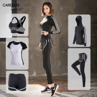 运动套装女夏季专业瑜伽服2018新款健身房跑步速干五件套健身服女