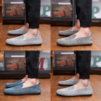 夏季亚麻布鞋男鞋子一脚蹬懒人鞋韩版潮流休闲鞋透气豆豆帆布潮鞋