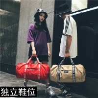 桂兰珊（Guilanshan） 独立鞋位健身包男女轻便旅行包短途行李包单肩斜挎大包圆筒运动包