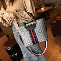 桂兰珊（Guilanshan） 2020新款女包手提包欧美复古单肩包撞色斜挎包宽肩带托特包OL女包