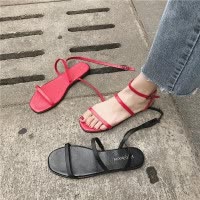 桂兰珊（Guilanshan） 凉鞋2020新款女夏季韩版百搭平底一字扣带露趾学生港味简约罗马鞋