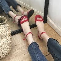 桂兰珊（Guilanshan） 2020新款软妹港味chic凉鞋女夏季平底仙女的鞋简约百搭学生一字带