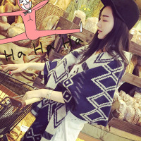 桂兰珊（Guilanshan） 秋冬季韩国版围巾披肩两用格子女士针织毛线加厚流苏保暖围脖冬天