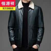 恒源祥PU皮衣加厚羽绒服男翻毛领大码中年男士外套商务休闲保暖上衣2021冬季