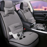 汽车坐垫亚麻麻布座套车套透气大气女全包四季通用座套polo座椅套