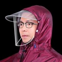 可拆卸高清双帽檐加大加厚遮脸防水帽电动电瓶车成人骑行雨衣面罩