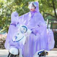 摩托车雨披男女成人单人双帽檐电瓶车骑行加大加厚透明电动车雨衣