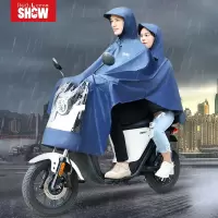 雨披加厚加大双帽檐电动摩托车雨衣长款全身防暴雨双人雨衣女