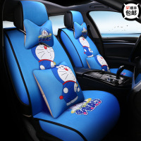 夏季汽车坐垫卡通麻布大包围座套机器猫可爱哆啦a梦男女四季通用