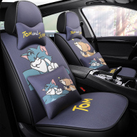汽车坐垫四季通用亚麻棉布艺卡通可爱女男潮个红座椅全包座套