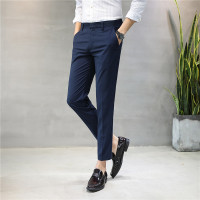 夏季西裤男士九分西裤新款修身韩版弹力青年休闲裤子