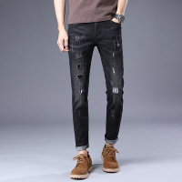 牛仔裤男直筒宽松弹力青年男裤商务休闲春秋款男士裤子 黑色
