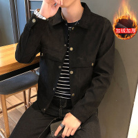 男士秋冬外套韩版修身帅气夹克潮流时尚百搭工装上衣加绒款