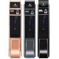 全自动指纹锁家用防盗门密码智能锁刷卡电子锁远程开锁免换锁体 香槟金 上门安装